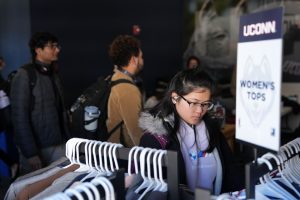 Students at a clothing drive