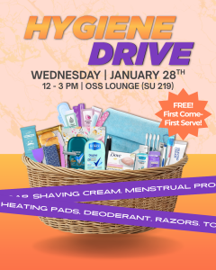 A graphic detailing the Hygiene Drive held by the Student Services committee