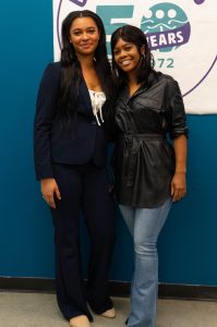 Guest speaker Gabby Douglas and Diversity and Outreach coordinator Phoenix Harper